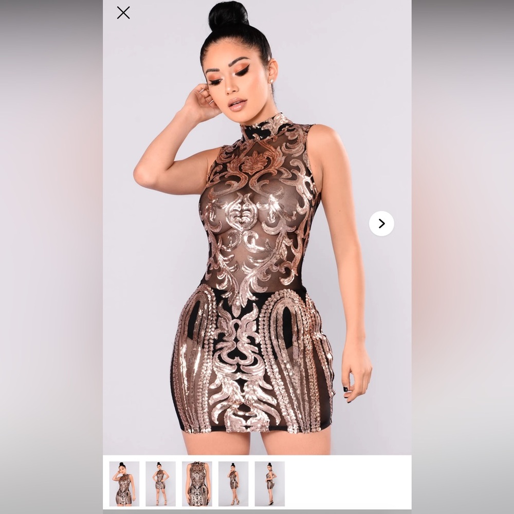 Fashion Nova Black and Gold Dress